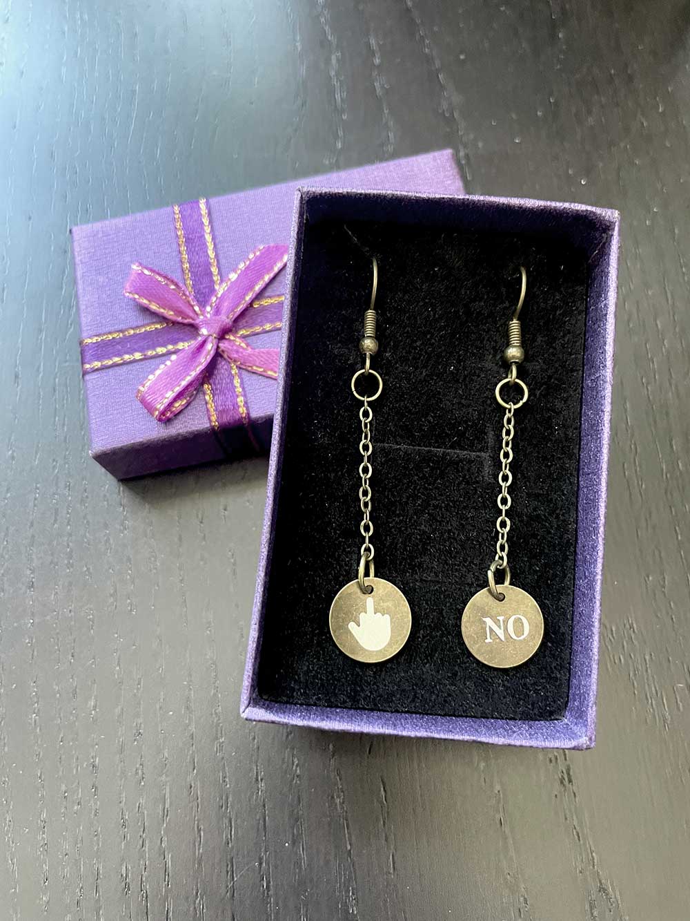 Drop bronze earrings with ππ» or No