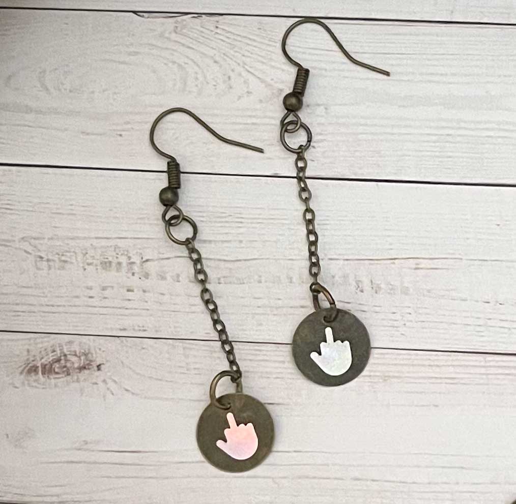 Drop bronze earrings with ππ» or No