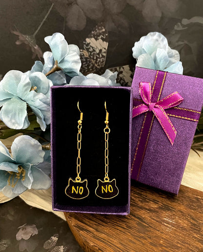 "NO" cat 🐱 drop earrings