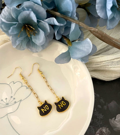 "NO" cat 🐱 drop earrings