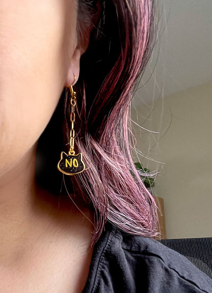 "NO" cat 🐱 drop earrings